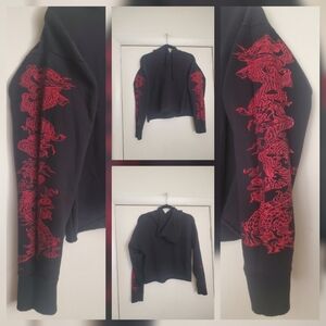 Hot Topic's Red And  Black Dragon Crop Hoodie